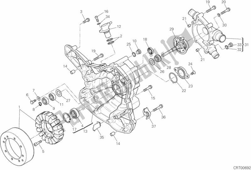 Toutes les pièces pour le Couvercle De Générateur du Ducati Multistrada 1200 S Touring USA 2015